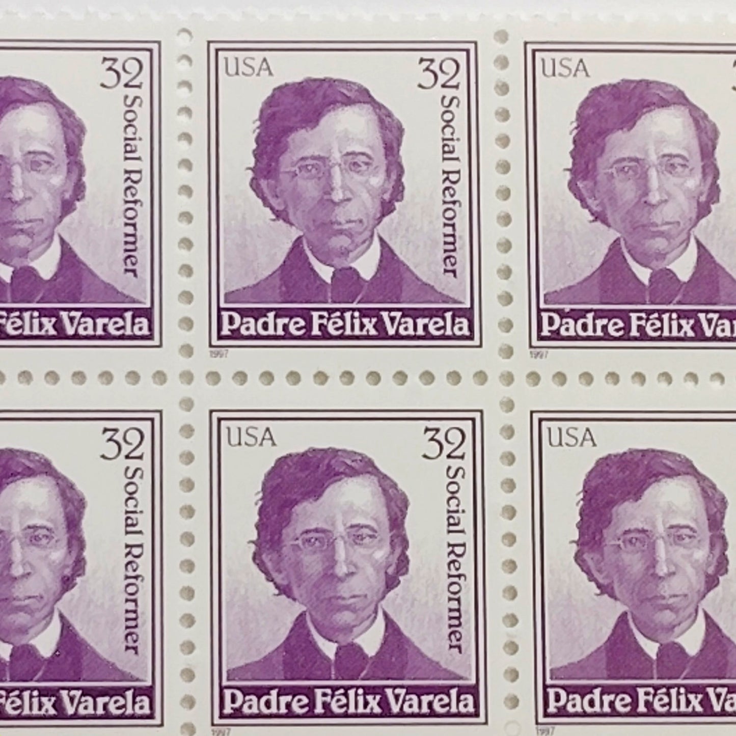 Block of 6 – 1997 USA 32¢ Padre Félix Varela MNH Scott 3166 Plate Block