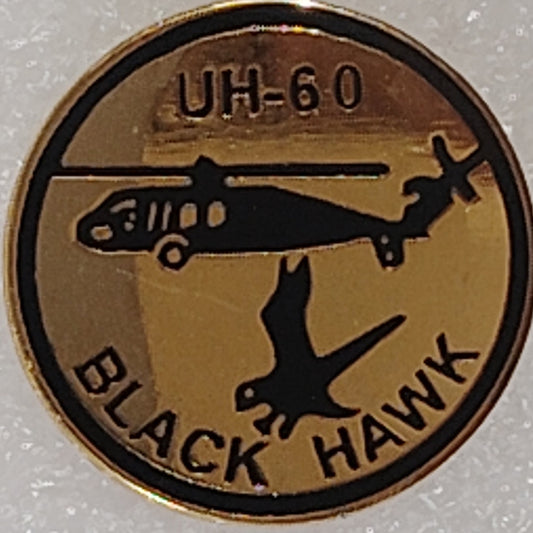 Title UH-60 Blackhawk Helicopter & Hawk Silhouette Novelty Hat/Lapel/Brooch Pin