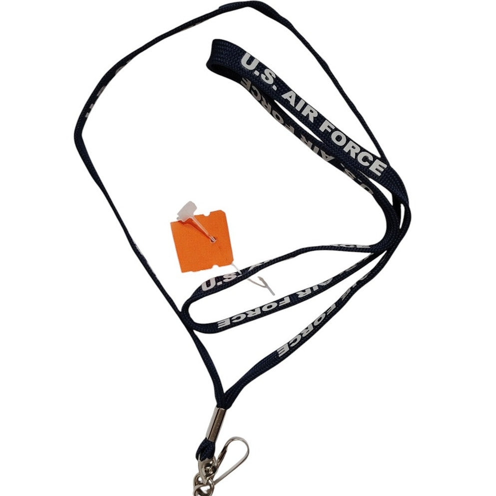 18" US Air Force Printed Lanyard w/ End Clip for Badge, 3/8"W Blue w/ White Text
