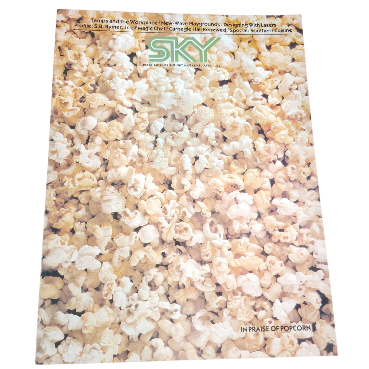 Delta Sky In-Flight Mag - April 1987 - "In Praise of Popcorn", S.B. Rymer Jr.