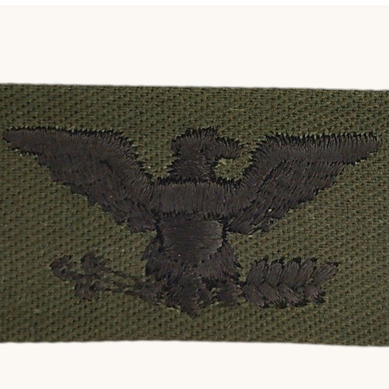 Pair US Army Air Force Colonel O‑6 Subdued Black on ODG Folded Twill 3‑1/8"