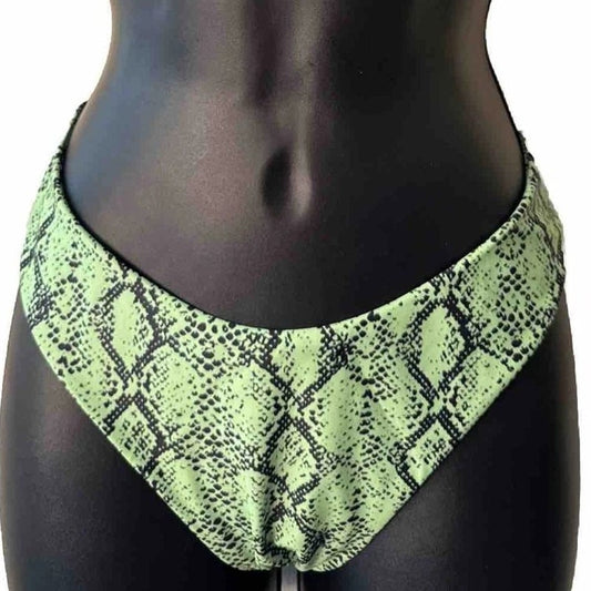 Zaful Green Snake Print Bikini Bottoms High Cut Swim Bottoms Women’s Large (8)