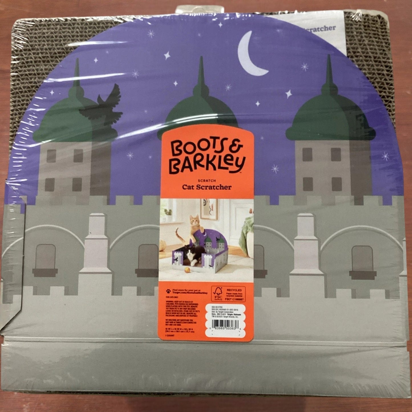 2-PK Boots & Barkley Castle Theme 15" Cardboard Cat Scratcher Pad –Castle Design