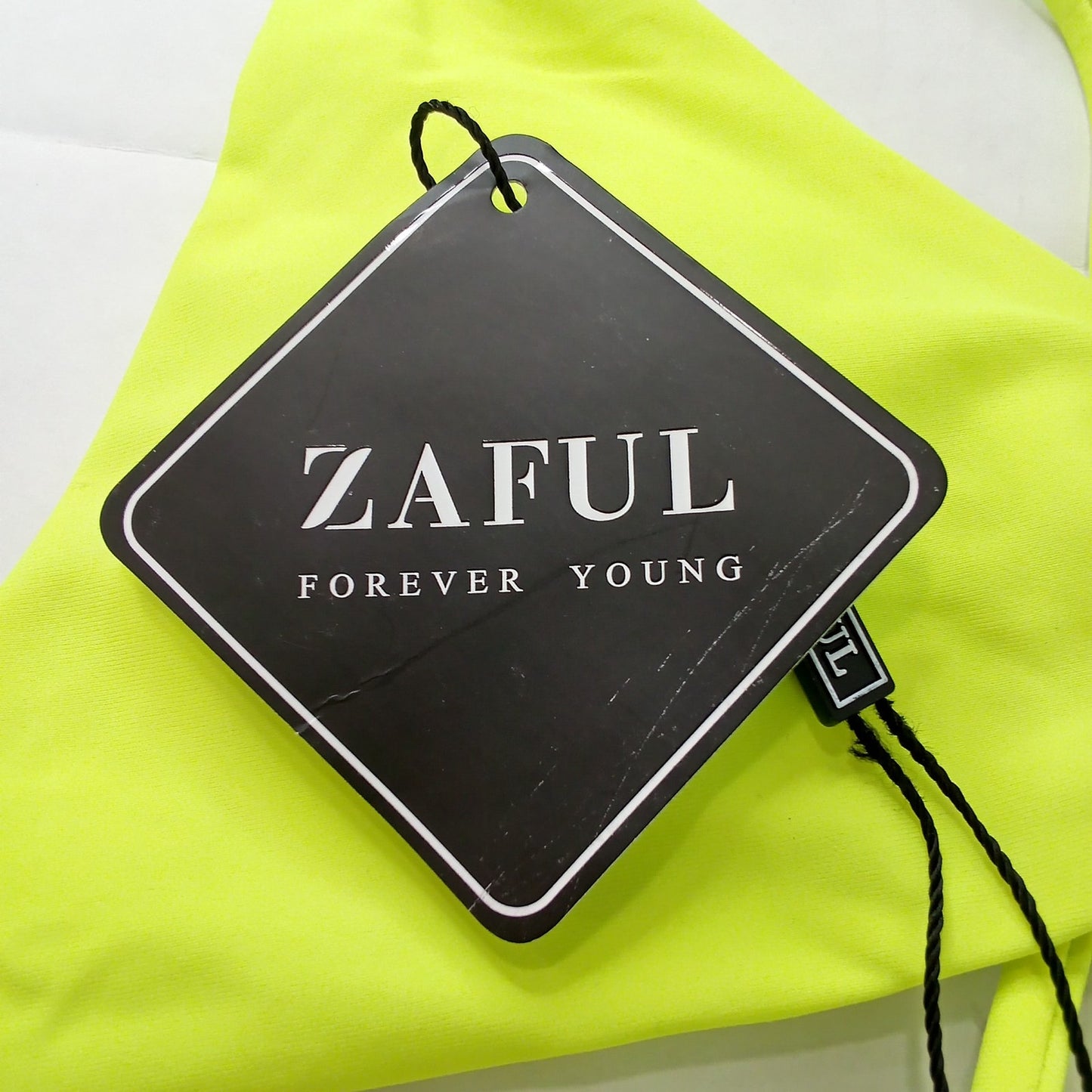 Zaful Neon Yellow Bikini Top Knot Front Bright Solid Adjustable Straps S (US 4)