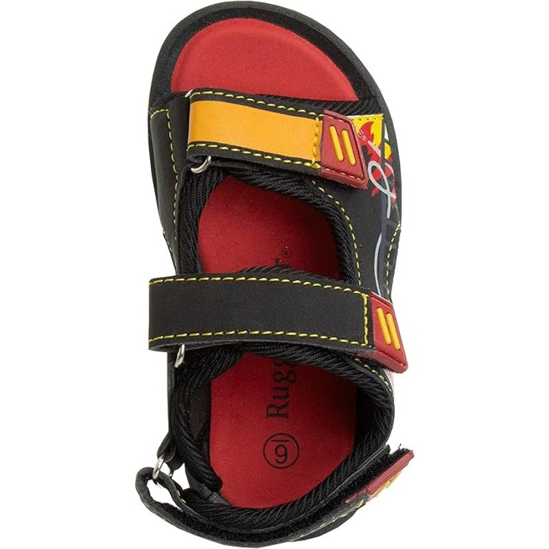 Rugged Bear Kids’ Black/Red Fire Dept. Sport Sandals, Water-Ready Size 5 Toddler
