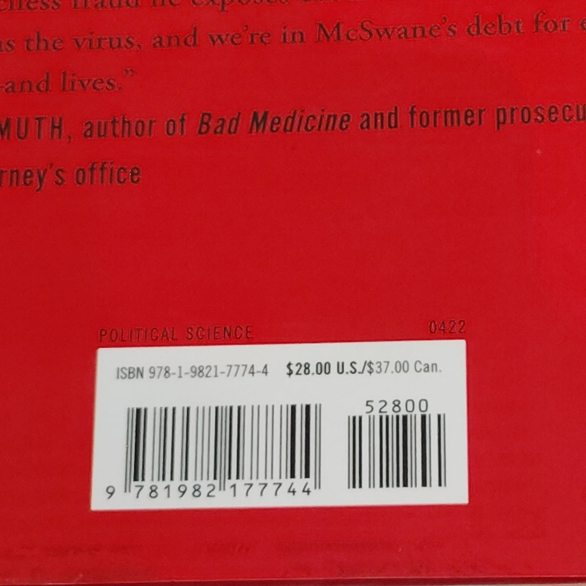 J. David McSwane - Pandemic, Inc. - Hardcover Political Science Book - Like New