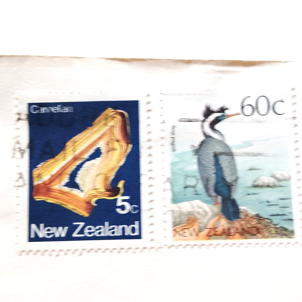 New Zealand 1990 Postal Cover 5c Carnelian 60c Spotted Shag Stamps to USA