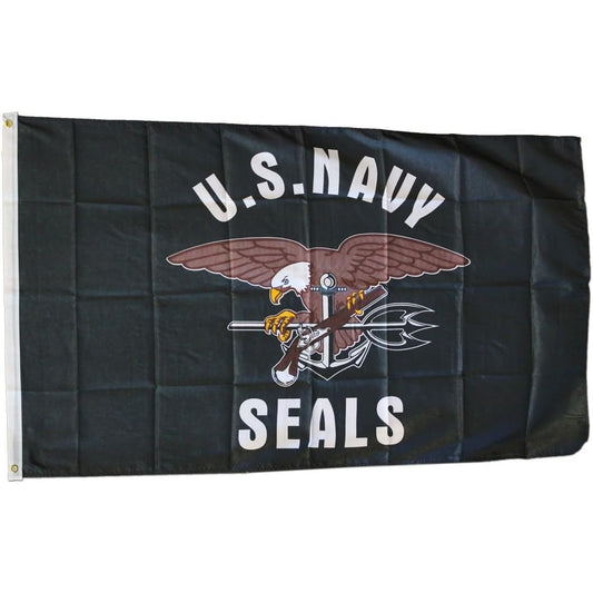 U.S. Navy Seals Flag, 3' x 5' Poly Flag / Banner, Grommets