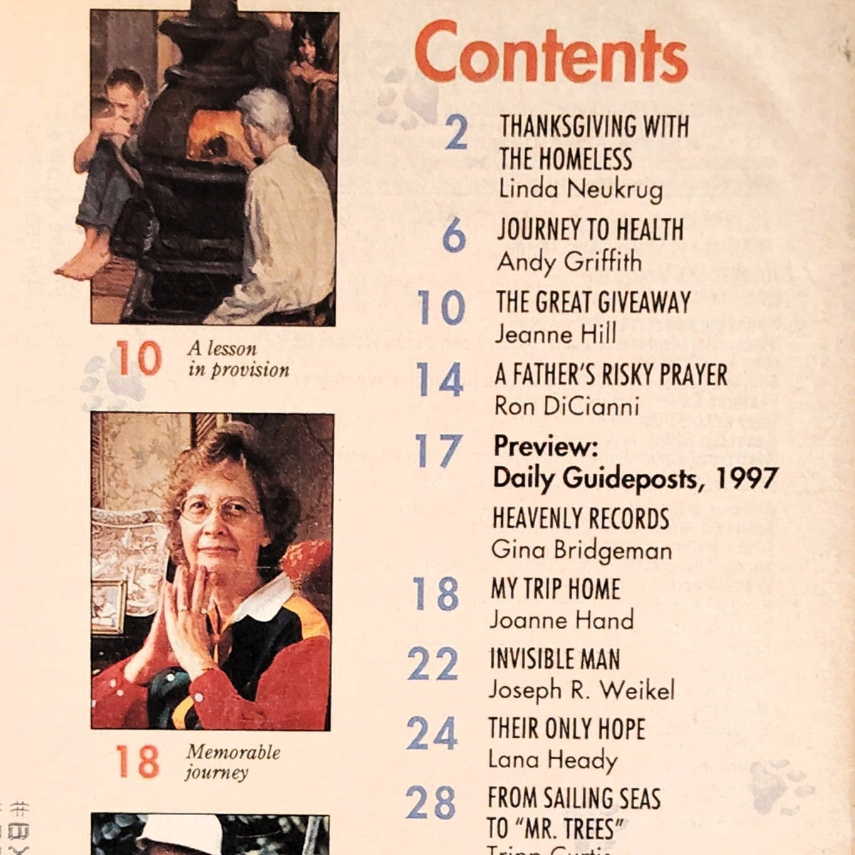 Guideposts Magazine November 1996 Andy Griffith Cover - Vintage Christian