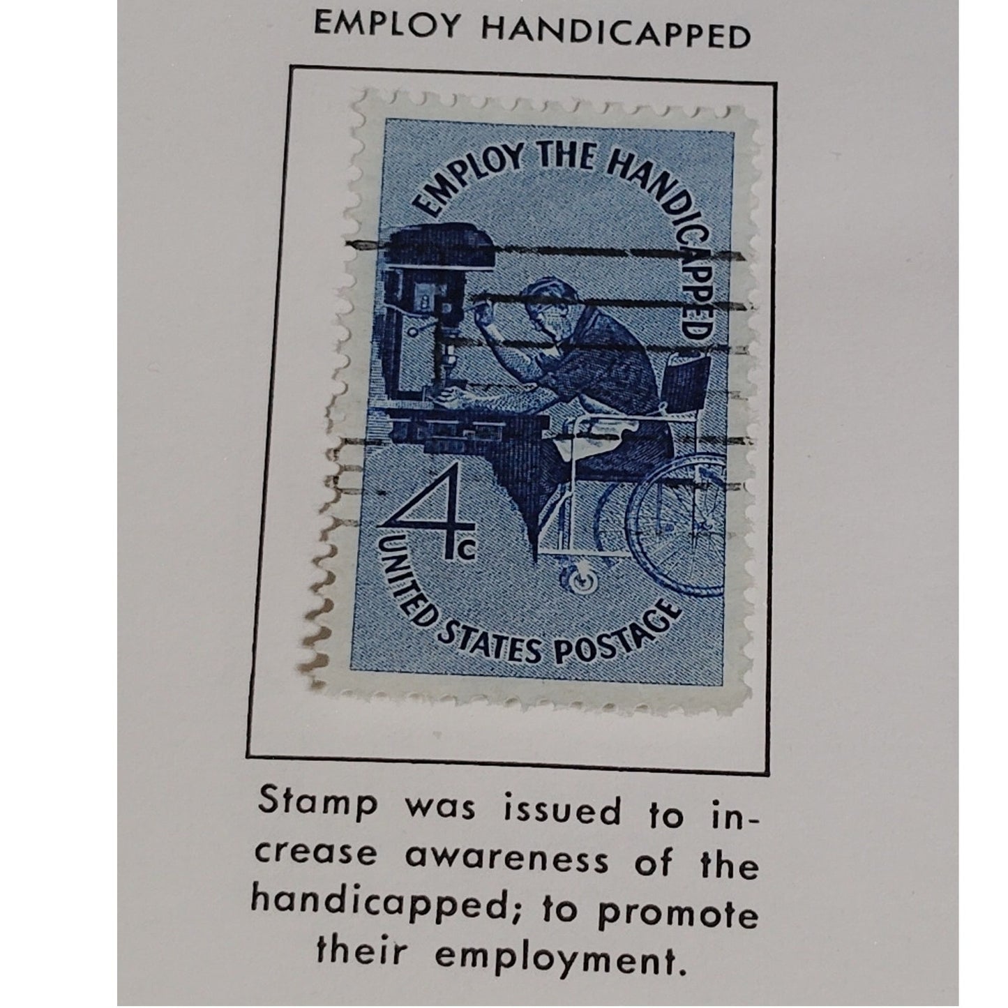 1960 Scott #1155 – 4¢ Employ the Handicapped / Disability Awareness – Canceled