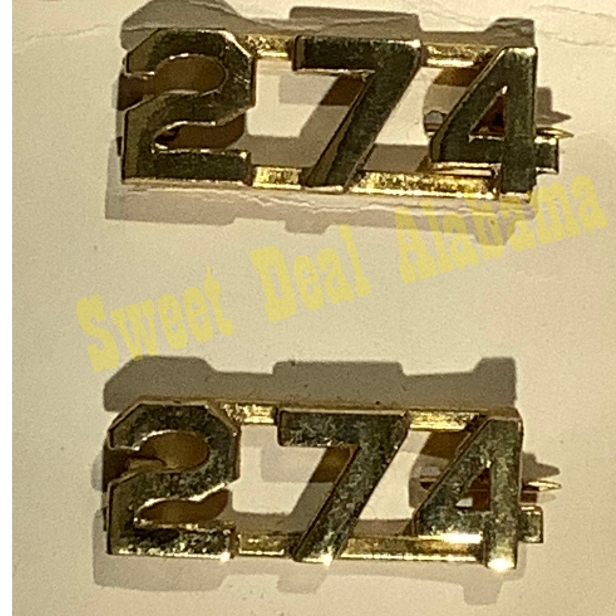 Early/Mid 1900s Brass C-Clasp "264" Collar Devices 3/8"H Hat / Lapel Pins Set