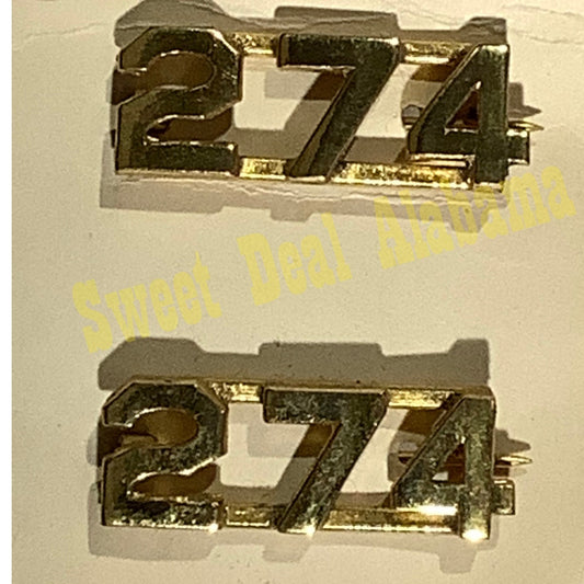 Early/Mid 1900s Brass C-Clasp "264" Collar Devices 3/8"H Hat / Lapel Pins Set