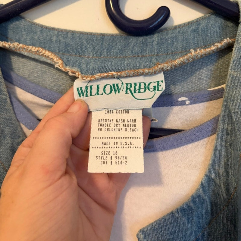 Vintage BFA Classics Willow Ridge 3PC Cotton Denim Set Top Pants Size 16 L