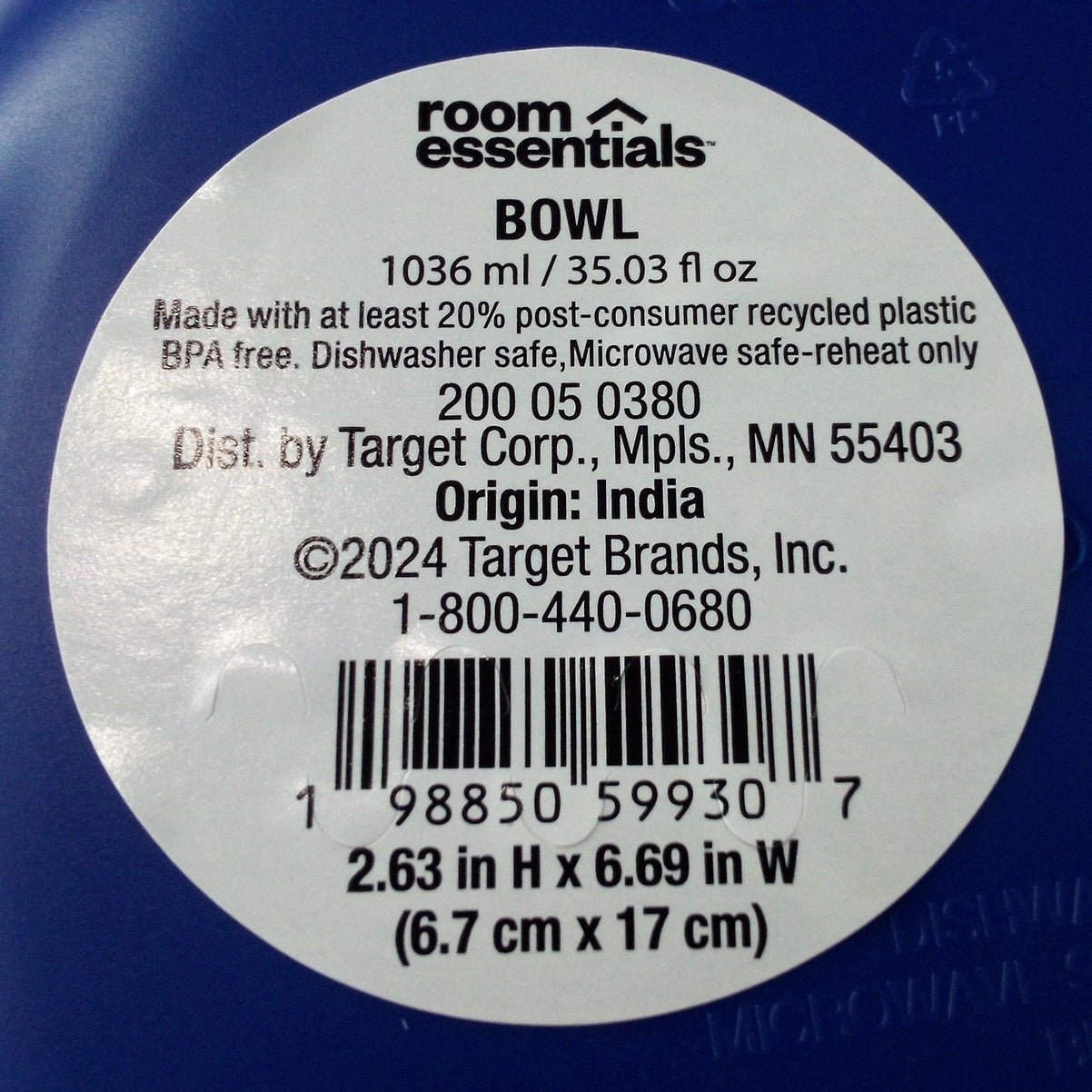 12-PK Room Essentials 35 fl oz Cereal Bowl – 2.63" H × 6.69" W Blue – 12‑PK