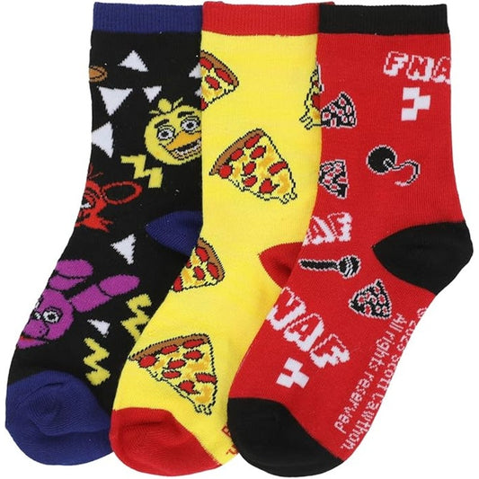 Five Nights At Freddy's Pizza Party Youth 3-Pair Crew Socks – Multicolor