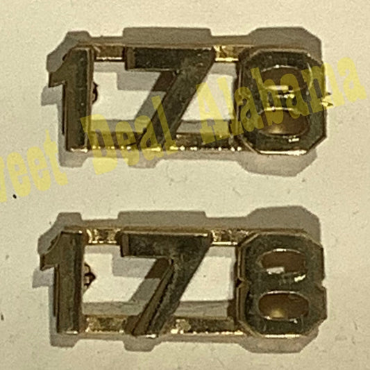 Early/Mid 1900s Brass C-Clasp "178" Collar Device 3/8"H Hat / Lapel Pins Set