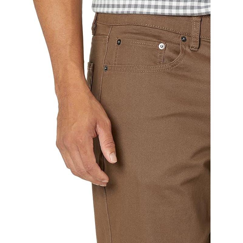 Mens Straight-Fit 5-Pocket Stretch Twill Pant, Brown, 34W x 28L, Cotton/Spandex
