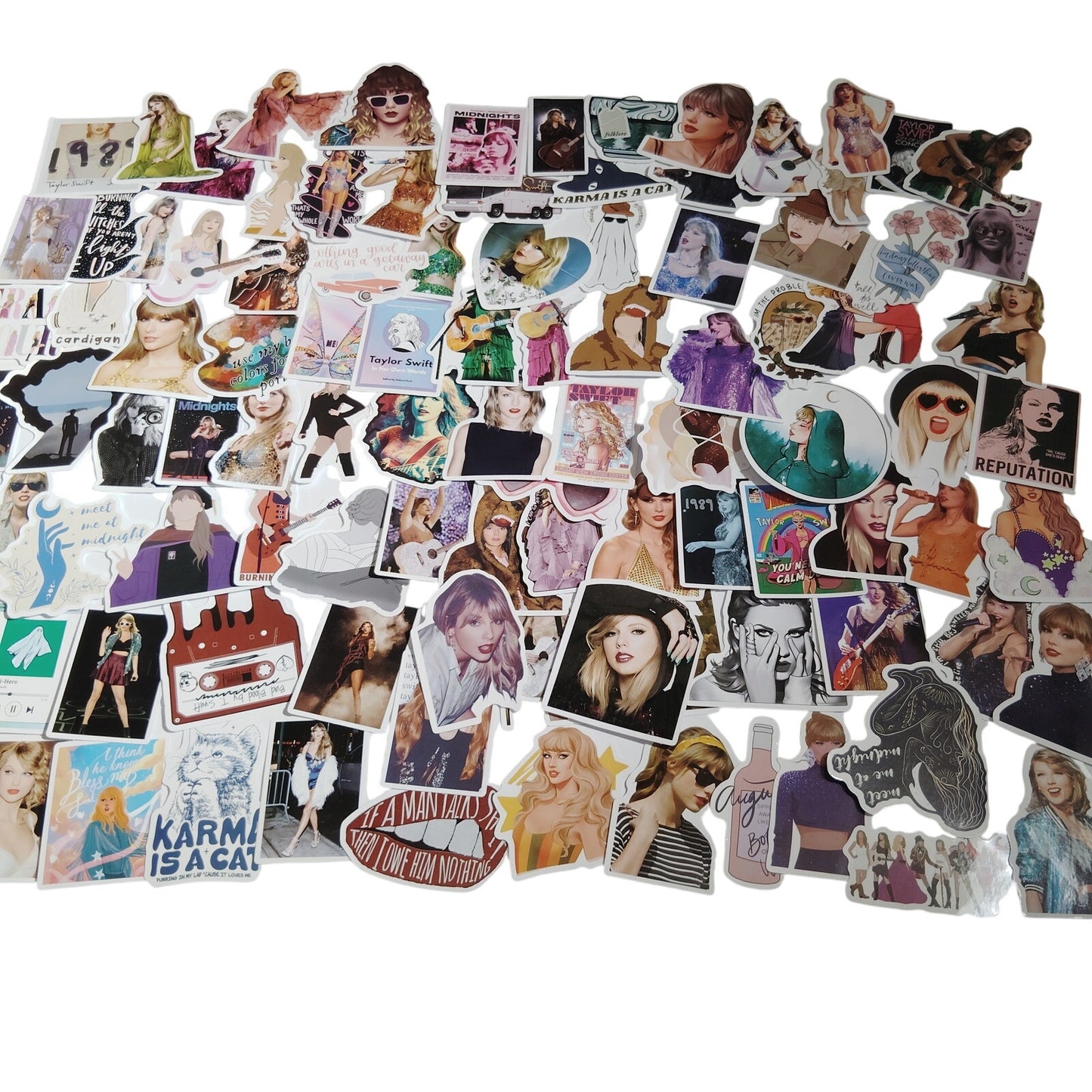 Lot of 100 Assorted Taylor Swift Pop‑Style Stickers Pictured for Scrapbooking & Crafts