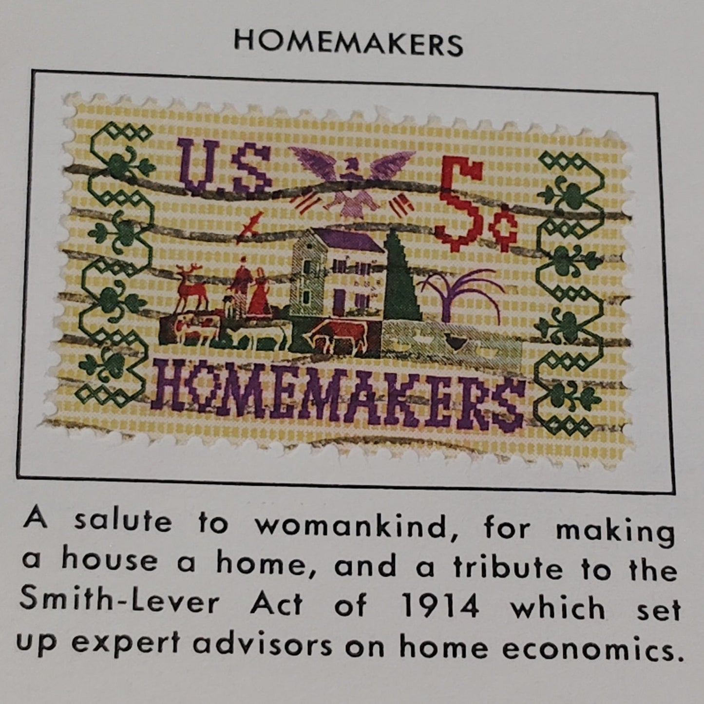 1964 Scott #1254 – 5¢ Homemakers / Smith-Lever Act Tribute – Canceled