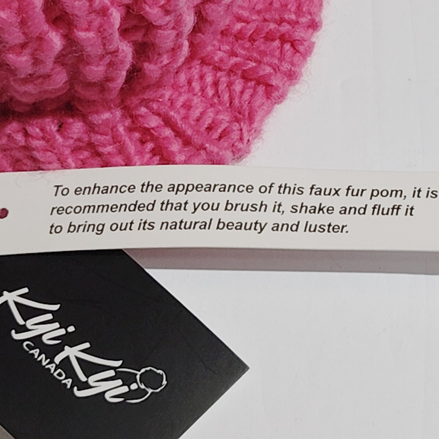 Kyi Kyi Faux Fur Pom Pom Knit Hat – Blush Fuchsia – One Size