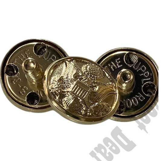 3-PK Brass Screw-On Buttons w/ Eagle Seal, No Backs,  5/8"D, The Supply Room