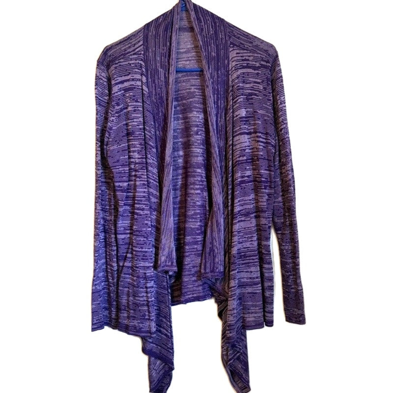 George 2-Piece Purple Multicolor Top & Open-Front Knit Cardigan Set XL