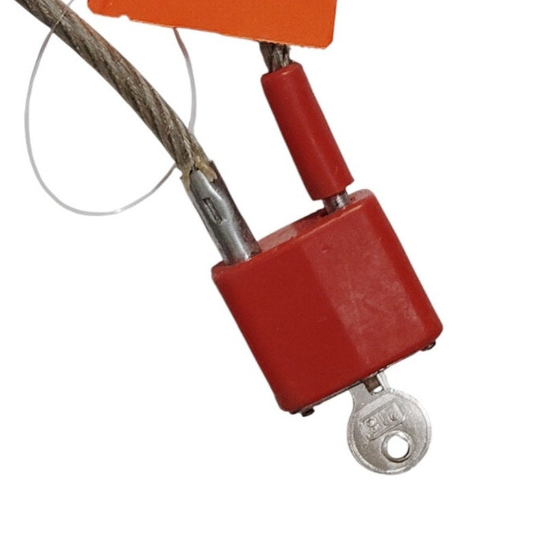30mm Security Cable Lock, Red Plastic-Coated Housing, Steel Loop, EUC
