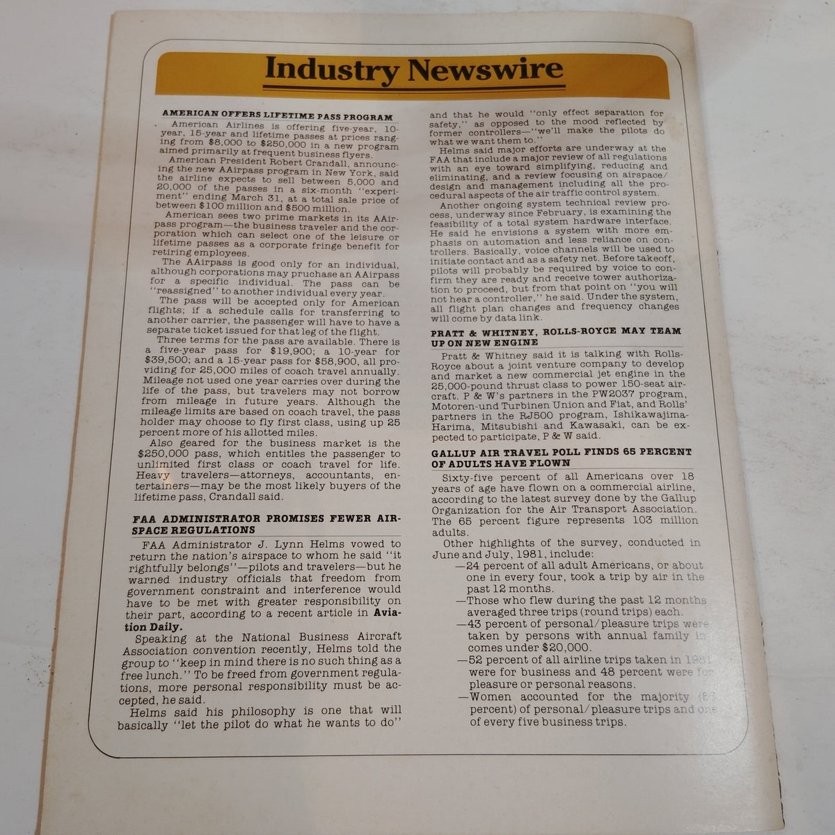 Delta Digest Magazine - November 1981 - Fuel Purchasing Article - Vintage