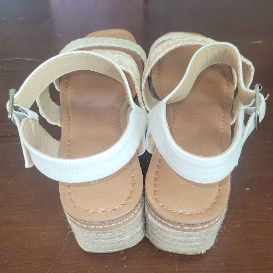 Chinese Laundry Women’s Espadrille Platform Sandals – White/Crochet, Size 8.5