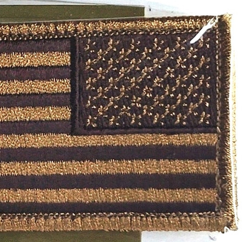 Fox Outdoor US Flag Reverse Patch Subdued Coyote Tactical Hook Backing 3" x 2"