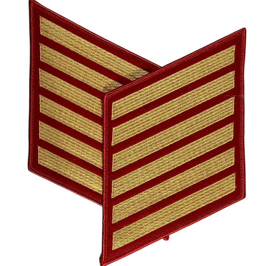 1 Set 24 Year US Marine Corps Service 6 Stripes - Gold/Red- 6-3/4"H x 4-1/8"W
