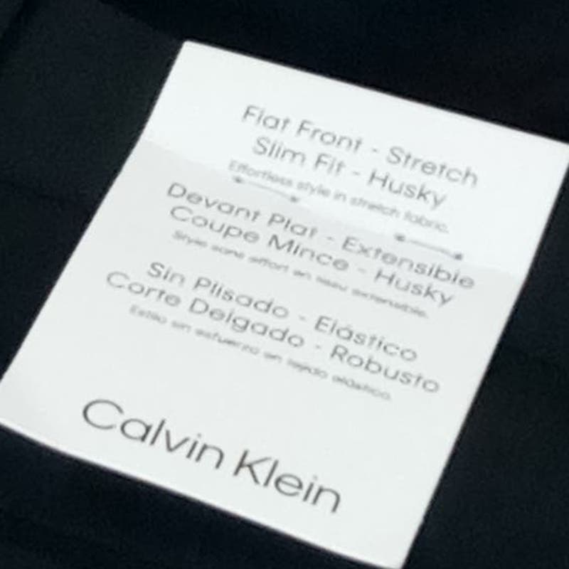 Calvin Klein Big Boys' Flat Front Pant , Black, Size 20 Husky