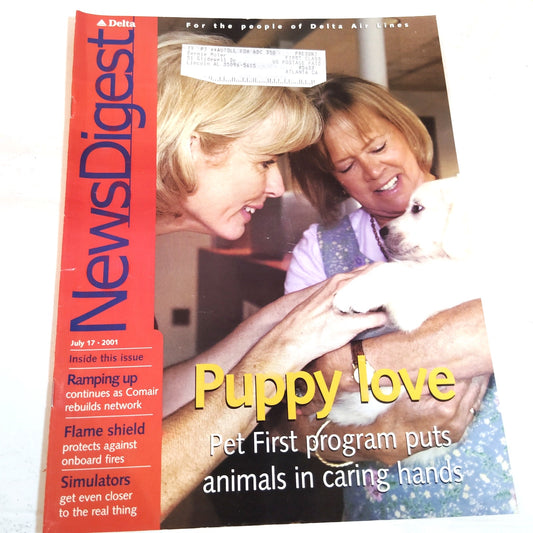 Delta News Digest July 2001 Magazine - Puppy Love Cover - Red & White