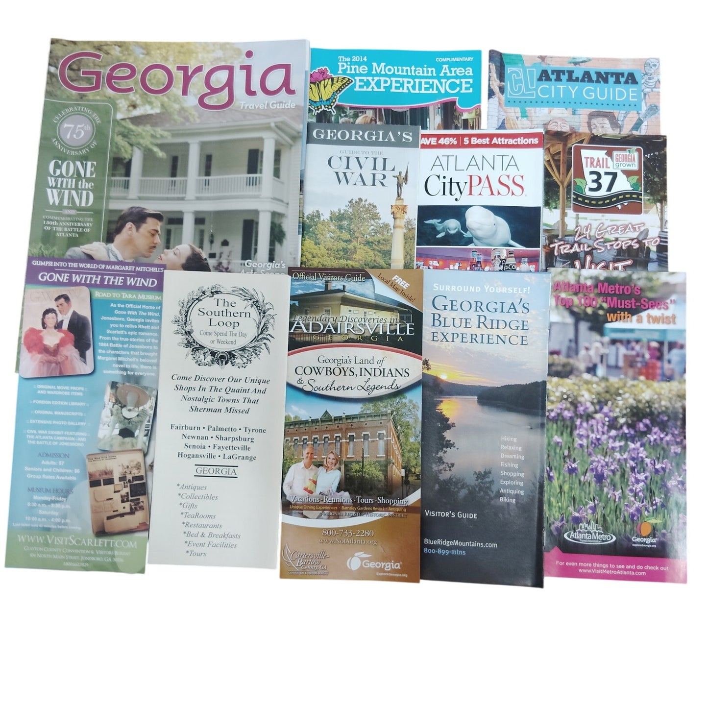 2014 Georgia Travel Guides & Brochures Lot - 11 Vintage Tourism Ephemera Pieces