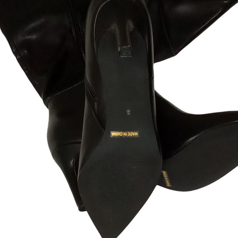 Knee High Boots Pointed Toe Tall Boots 3" Stiletto High Heel Long Side Zipper, 8