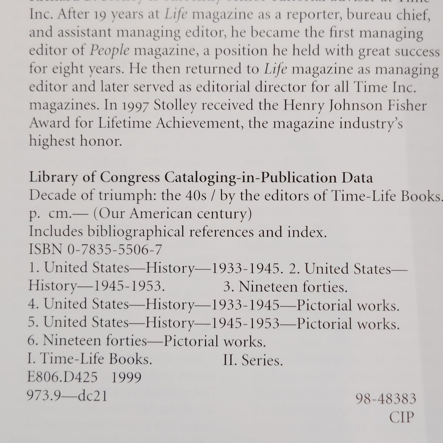 Decade of Triumph The 40s Time Life Books 1999 Hardcover, LN