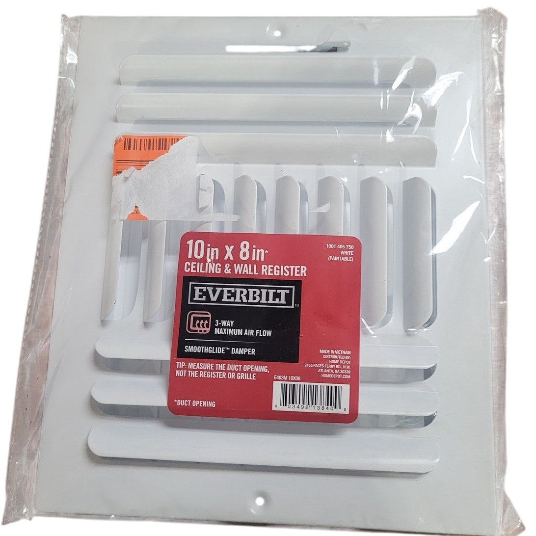 10 in. x 8 in. 3-Way Steel Fixed Curved Blade Wall/Ceiling Register in White
