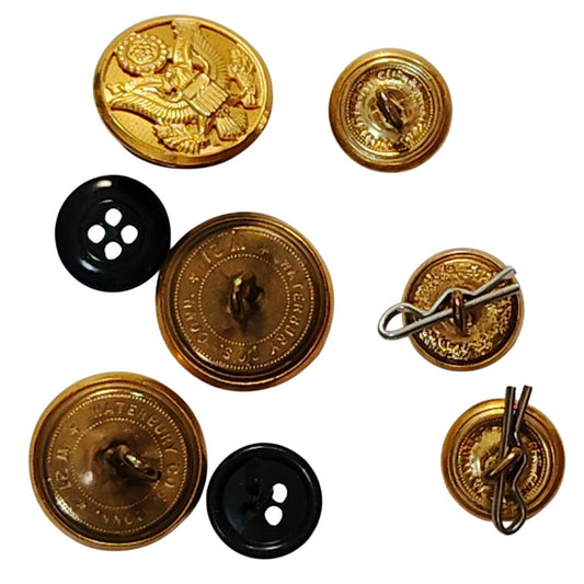 Vintage U.S. Army Coat Button Set – Incomplete – 8 Total – Great Seal Design – Authentic Military