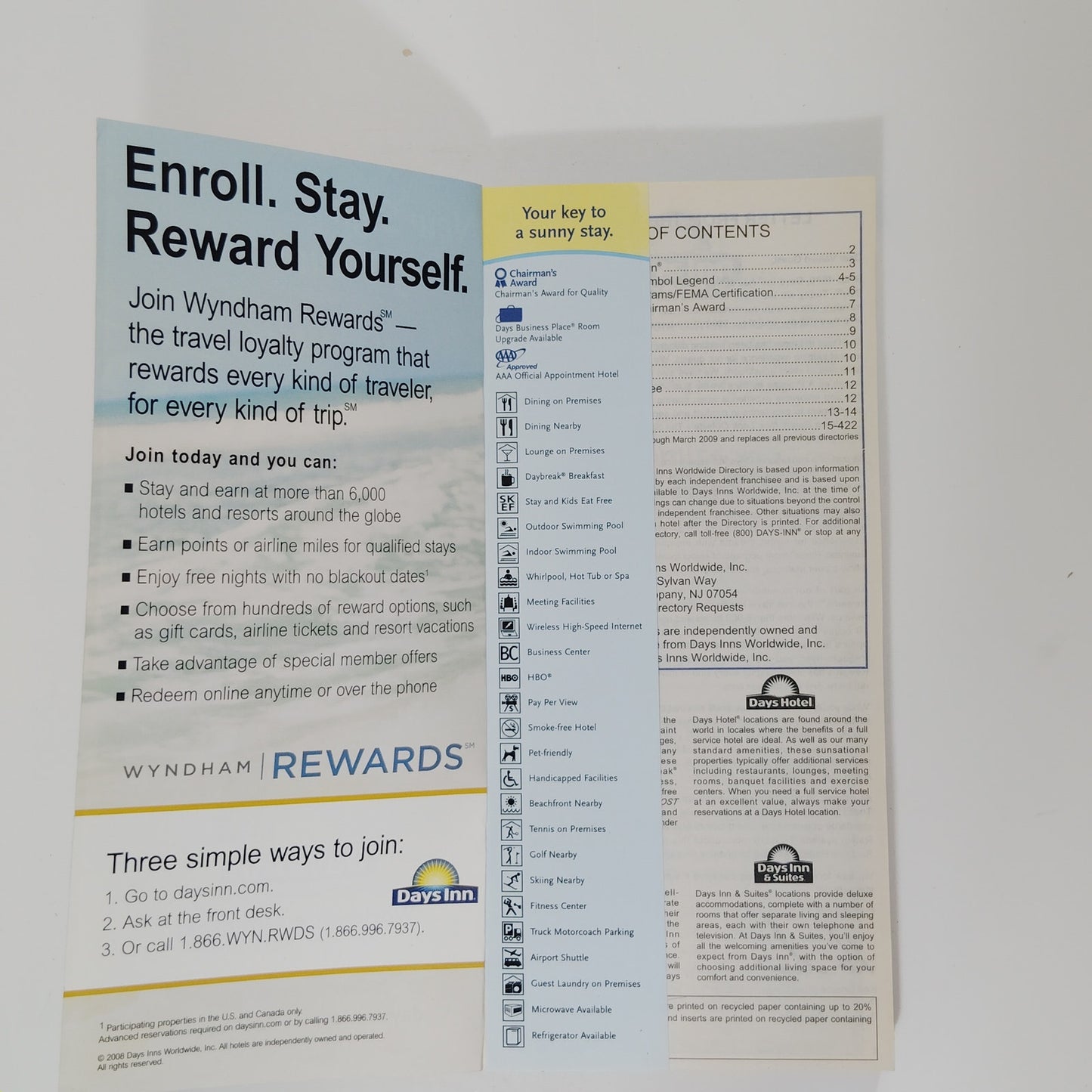 Days Inn Worldwide Directory, 04/1/08 - 3/31/09 Edition, 424 Pgs., Ephemera