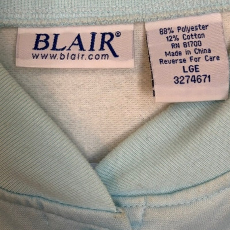 Blair Women's Large Lighthouse Print Button-Up Jacket Light Blue Fleece Lined