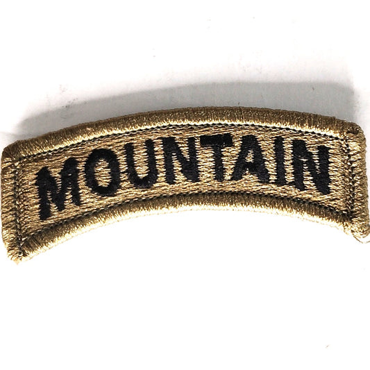 US Army Mountain Tab Novelty Patch OCP 2‑1/2" × 1" Hook Back, Embroidered