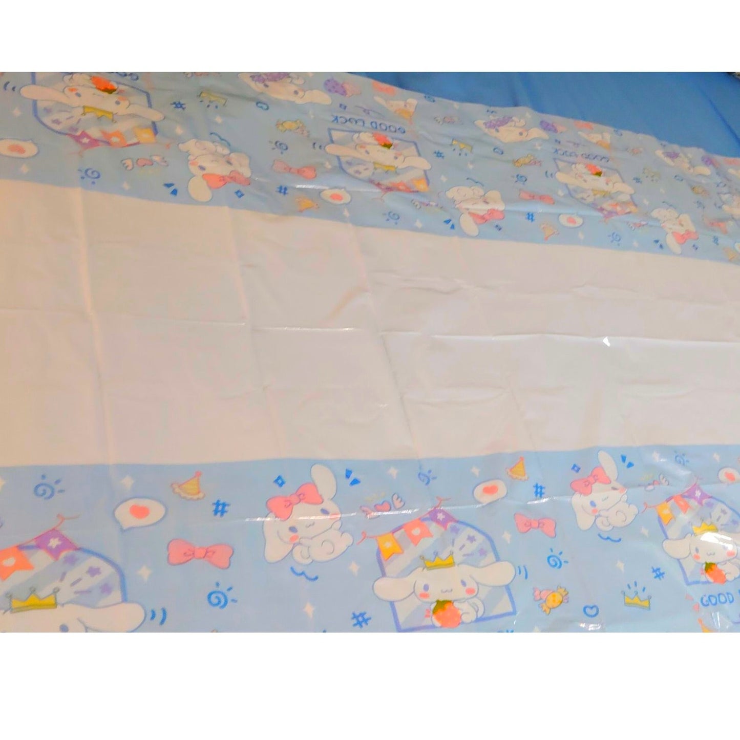 Cute Cinnamoroll Party Tablecloths 2‑Pk 70" × 42" Blue Border Disposable Covers