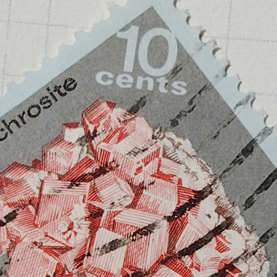 1974 US Postage Stamp Scott #1541 10c Mineral Heritage Rhodochrosite Canceled