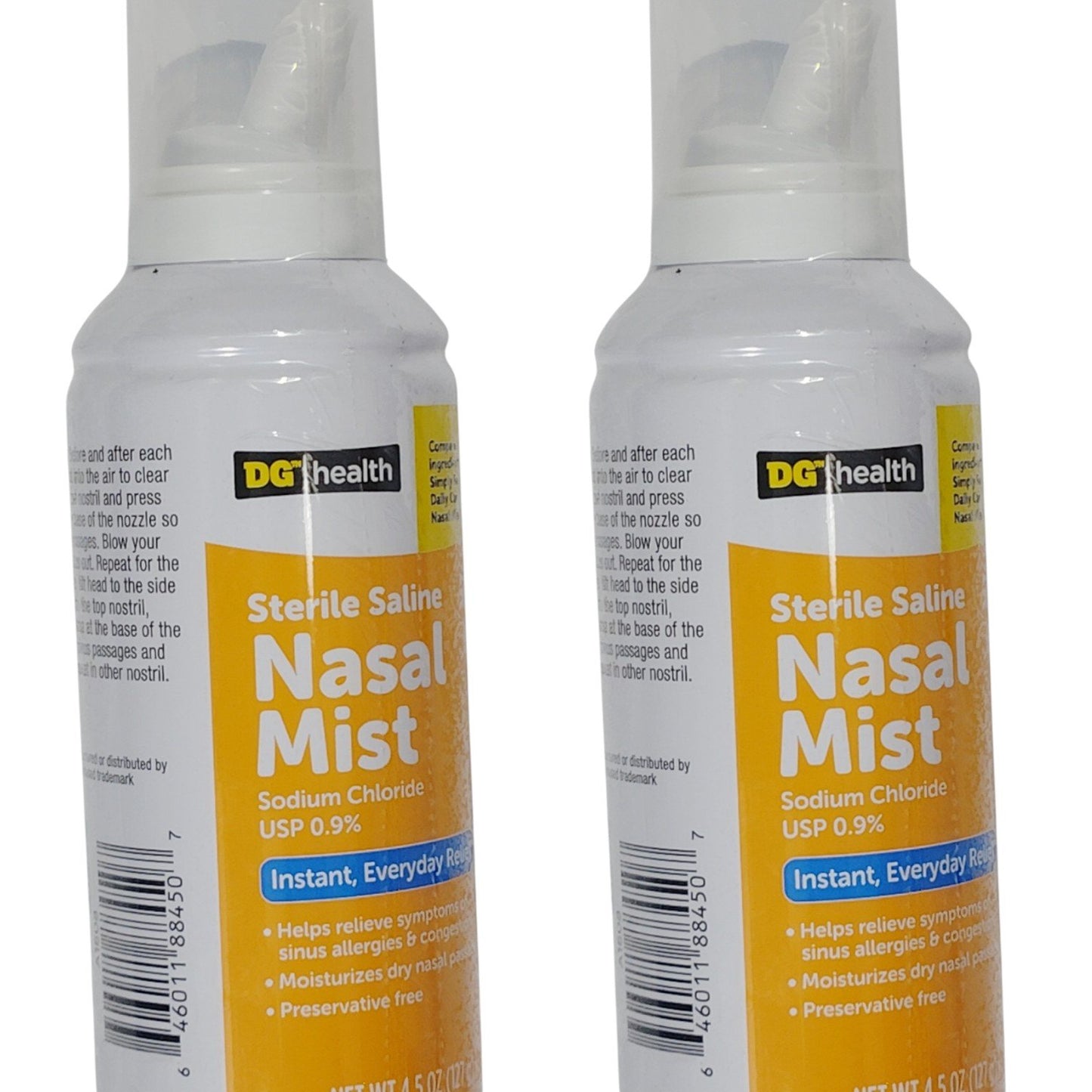 DG Health Nasal Mist – Saline Spray – 4.5 oz Each – 2-Pack – Exp. 02/2027