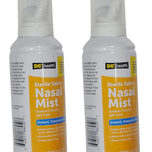 DG Health Nasal Mist – Saline Spray – 4.5 oz Each – 2-Pack – Exp. 02/2027