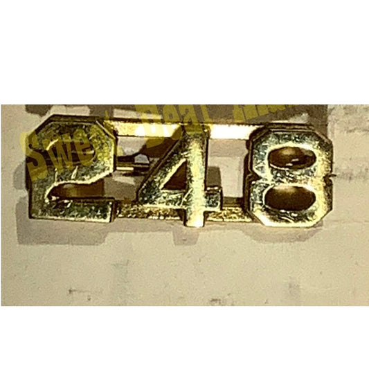 Early/Mid 1900s Brass C-Clasp Number "248" Collar Device 3/8"H Hat / Lapel Pin