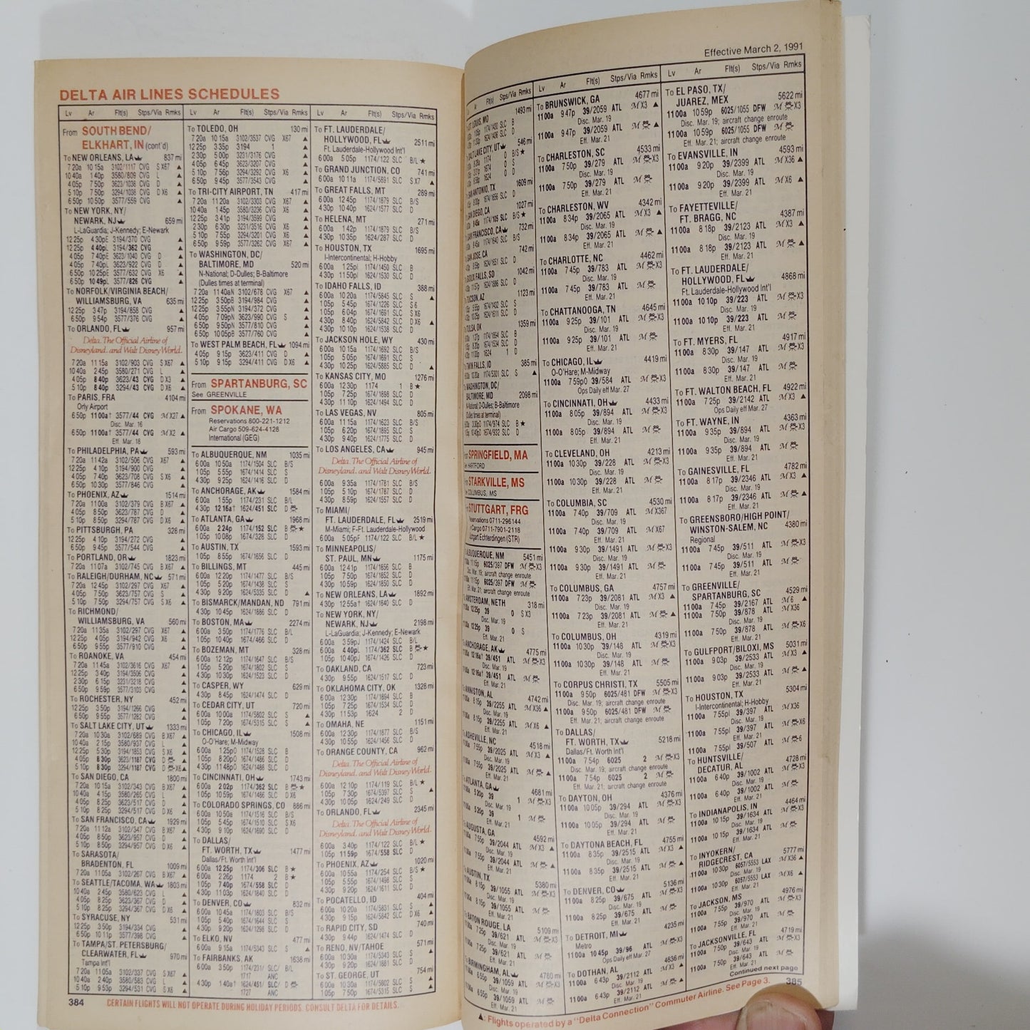 Delta Air Lines Timetable – Mar 2, 1991 – Japan Service Launch Cover – 448 Pages