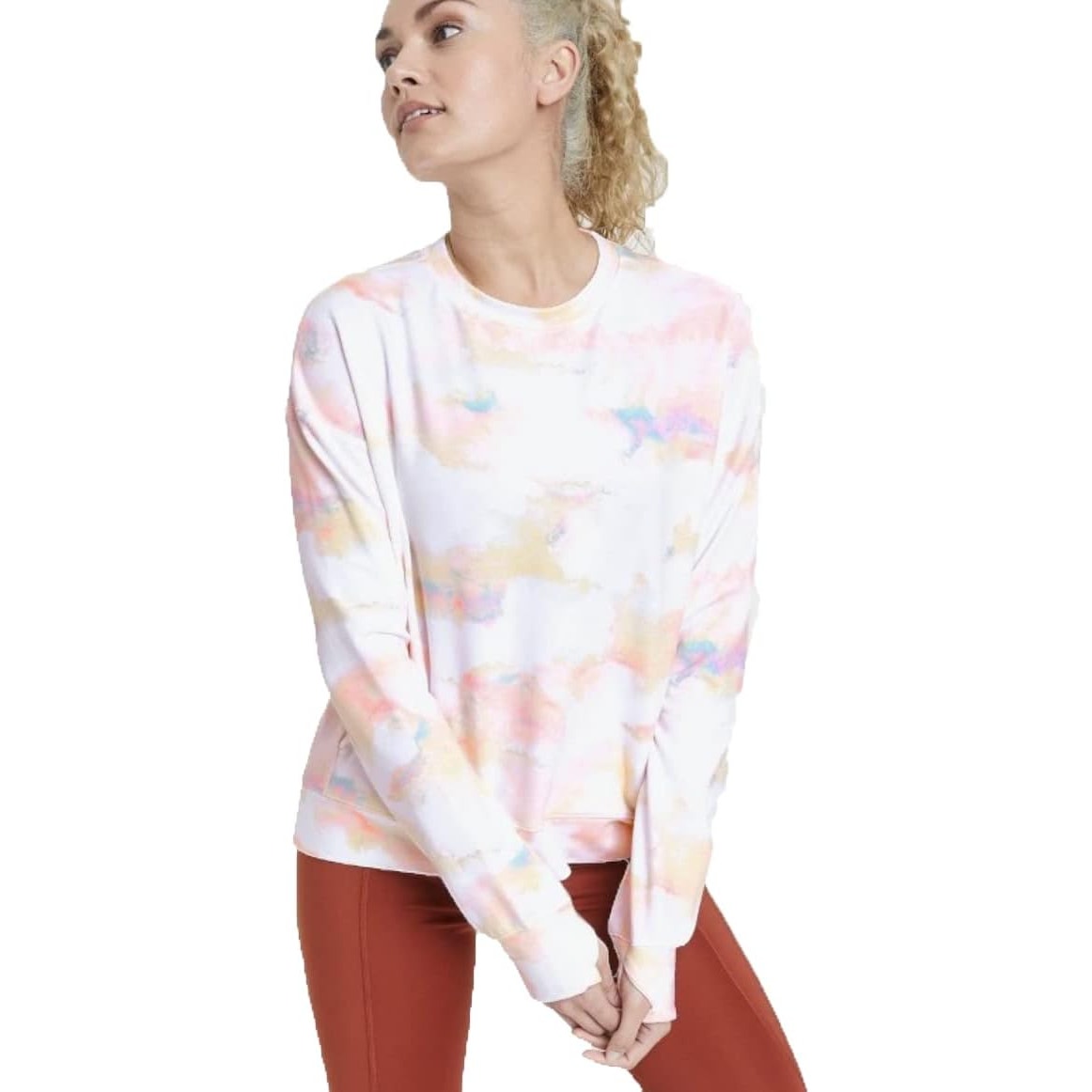 All in Motion Women’s Crewneck Sweatshirt – Tie-Dye Pastels – Size XS