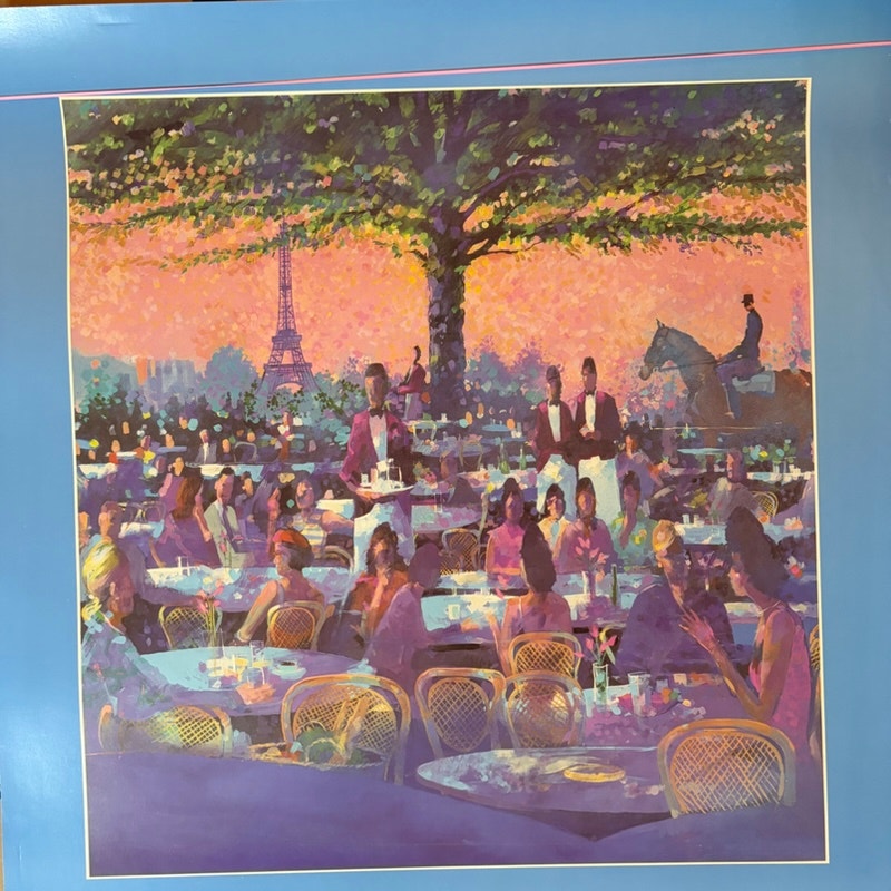 Vintage Delta Air Lines "France" Eiffel Tower Travel Poster - 28x22 Blue