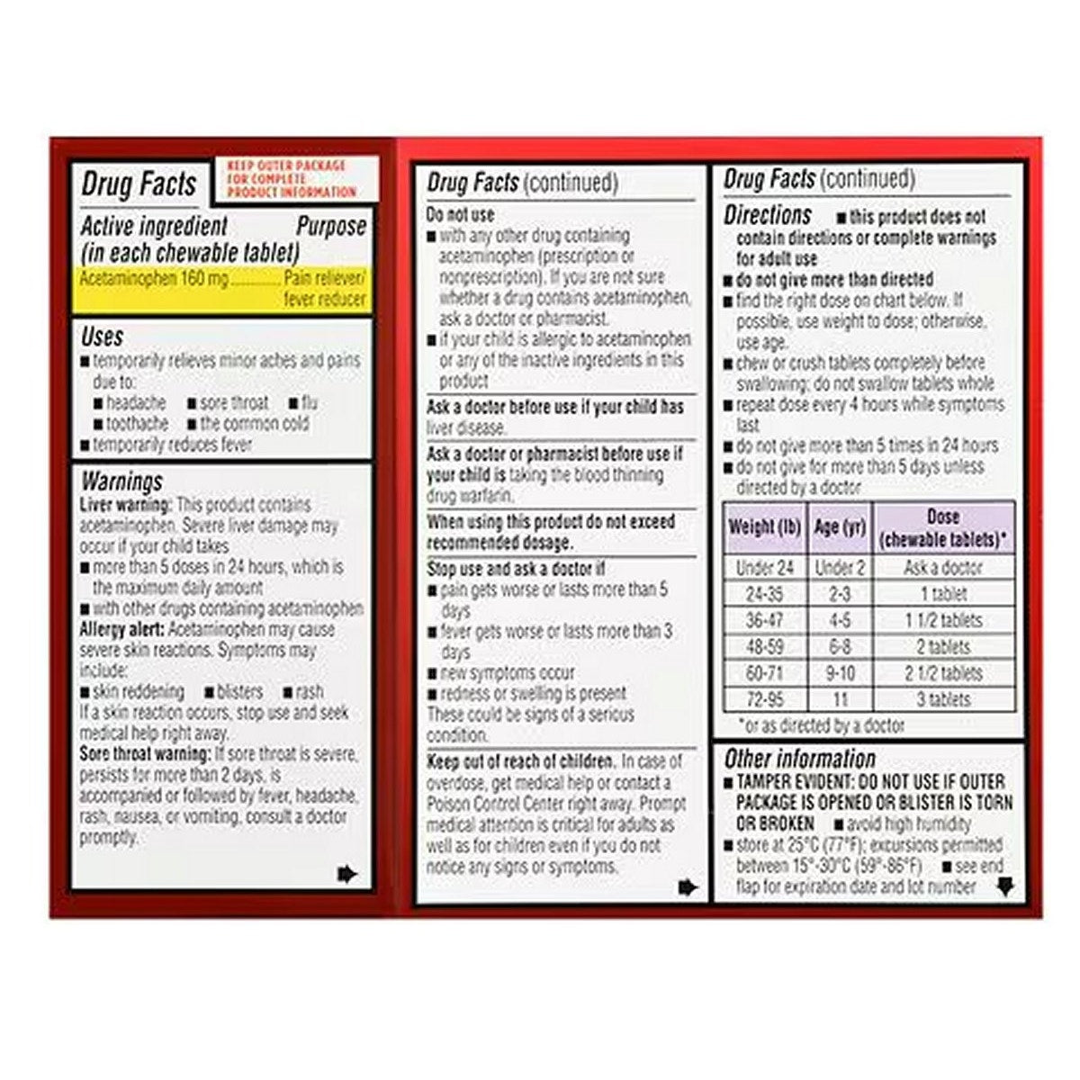 Walgreens Children's Pain & Fever Chewable Tablets Grape 2 Boxes (48 Tabs Total)